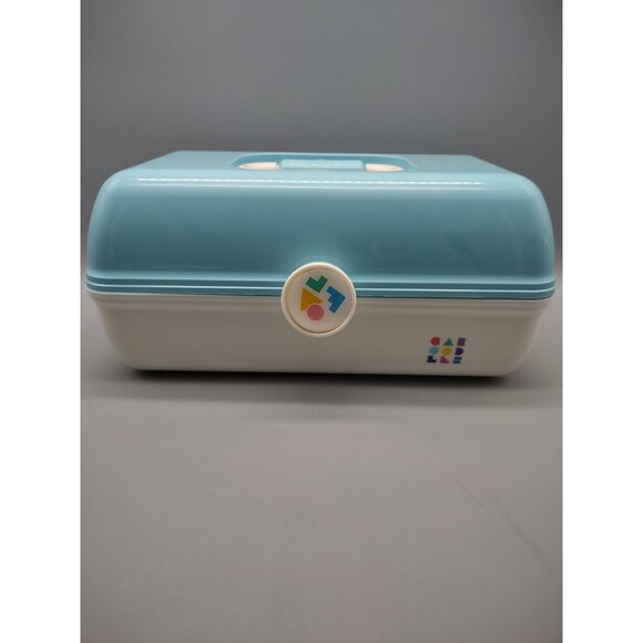 Vintage Caboodles Blue White Retro Plastic Makeup Carrying Case Box 5626, USA - Picture 3 of 17